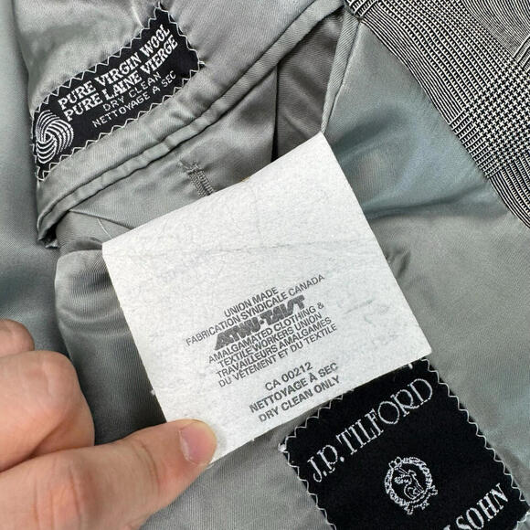 Samuelsohn Harry Rosen Plaid 100% Wool Suit 2-Piece 43R-37” Gray Classic Fit VTG - Picture 9 of 15